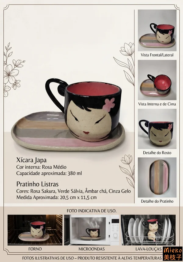 R$ 85 (PIX) R$95 (CARTÃO) - Xícara Japa - R$ 45 R$ 55 - Pratinho Listras (Vendidos Separadamentes)